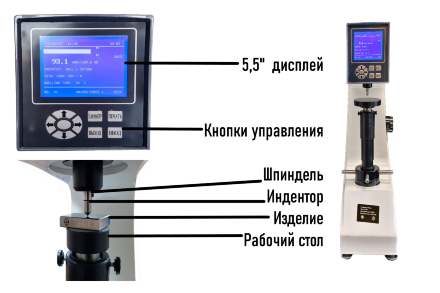 Твердомер Роквелла стационарный ТРМ, HRA, HRB, HRC, HRD, HRE, HRF, HRG, HRH, HRK, с двигателем, с поверкой, Бринелль, Виккерс, Шор, С-Роквелл индикативно Восток-7