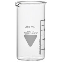 Стакан RASOTHERM 250 мл, высокий, с градуировкой, с носиком, стекло 93306005
