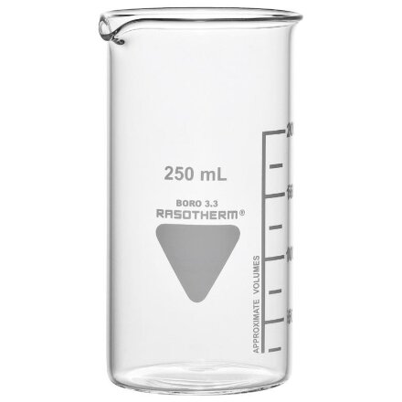 Стакан RASOTHERM 250 мл, высокий, с градуировкой, с носиком, стекло 93306005
